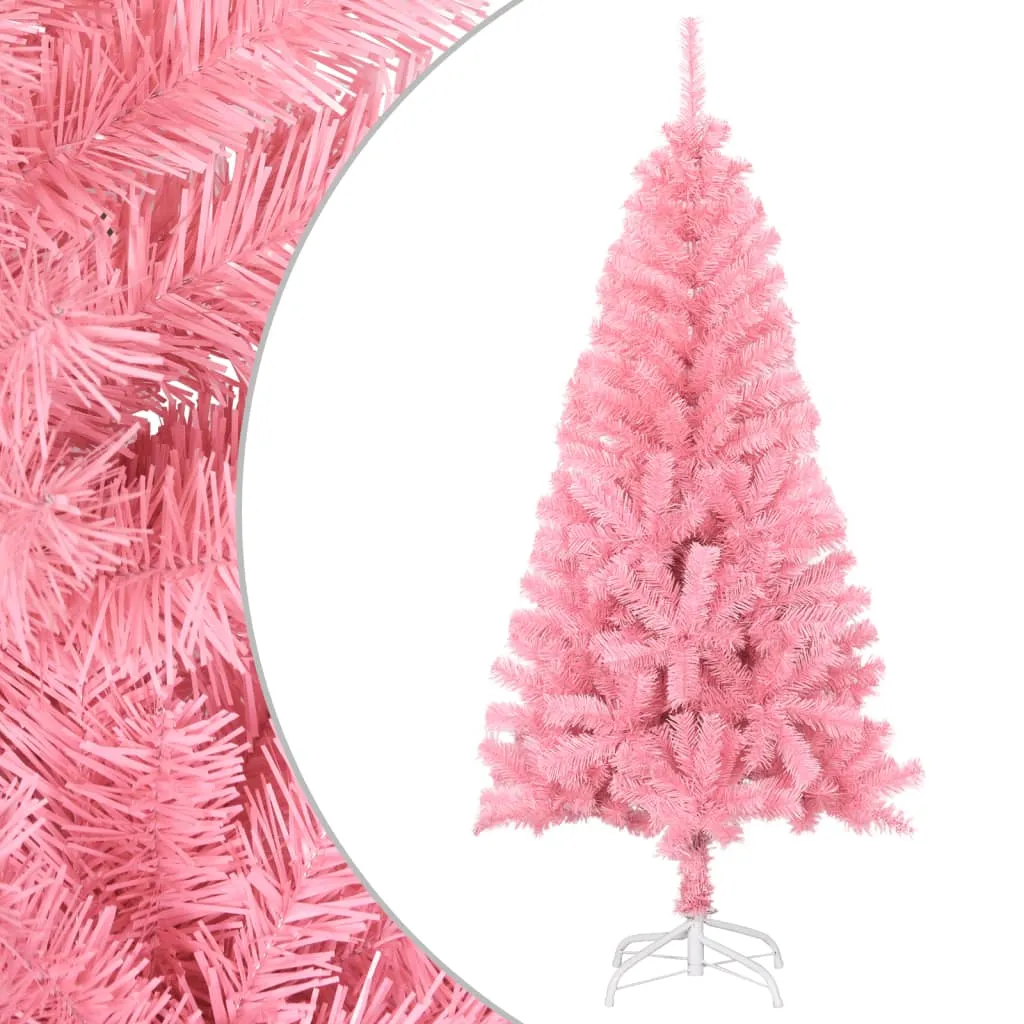 vidaXL Albero di Natale Artificiale Sottile con Base Rosa 150 cm PVC