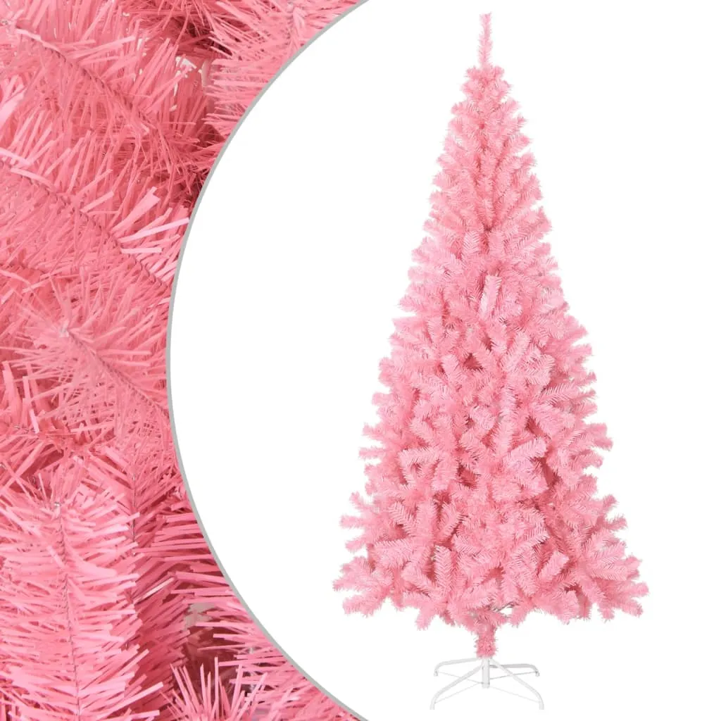 vidaXL Albero di Natale Artificiale Sottile con Base Rosa 210 cm PVC