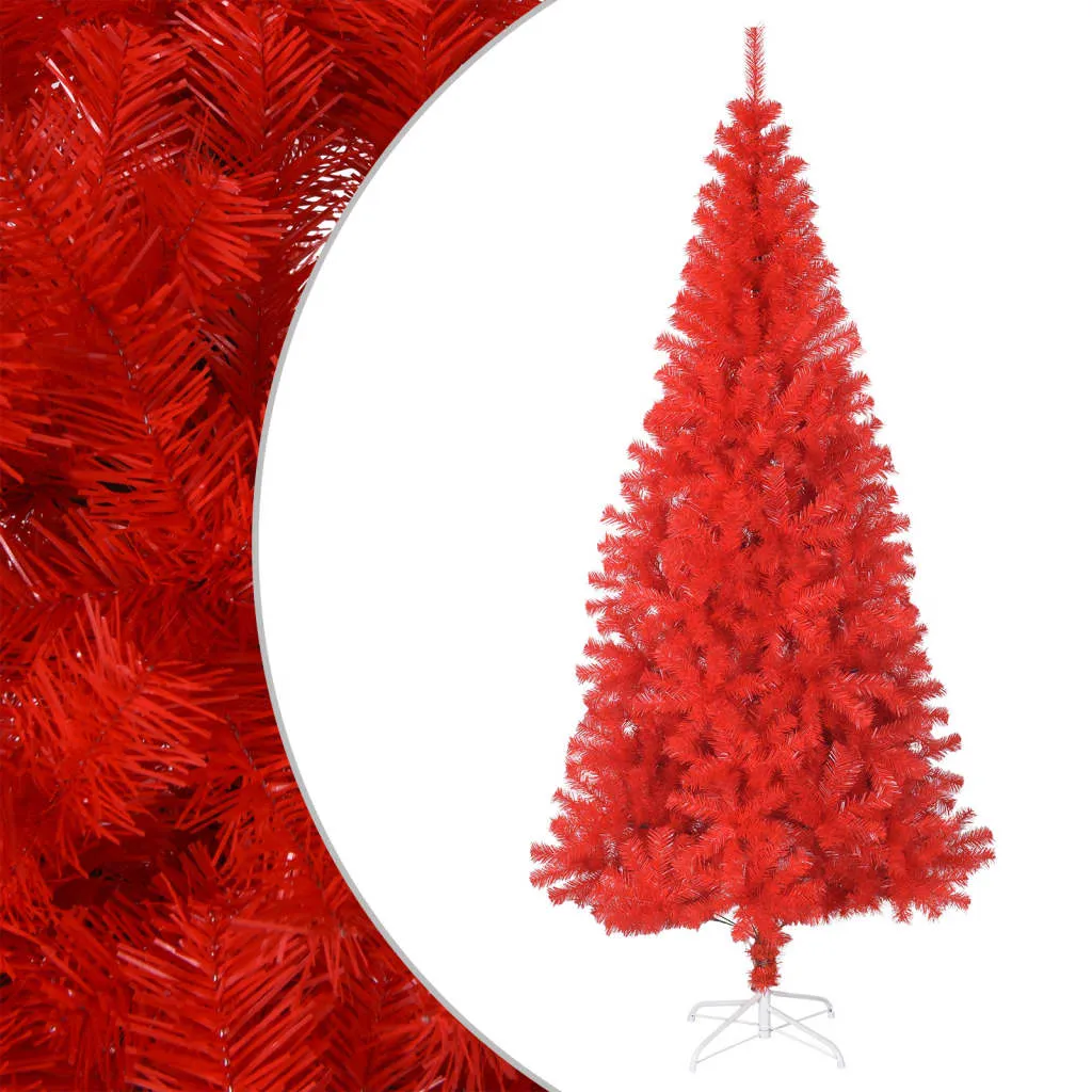 vidaXL Albero di Natale Artificiale Sottile con Base Rosso 210 cm PVC