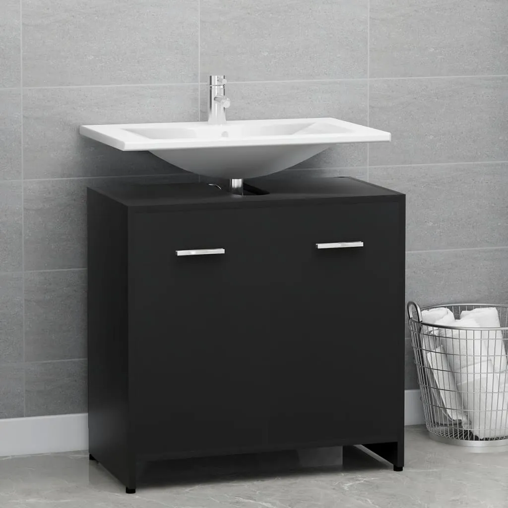 vidaXL Mobile da Bagno Nero 60x33x61 cm in Legno Multistrato