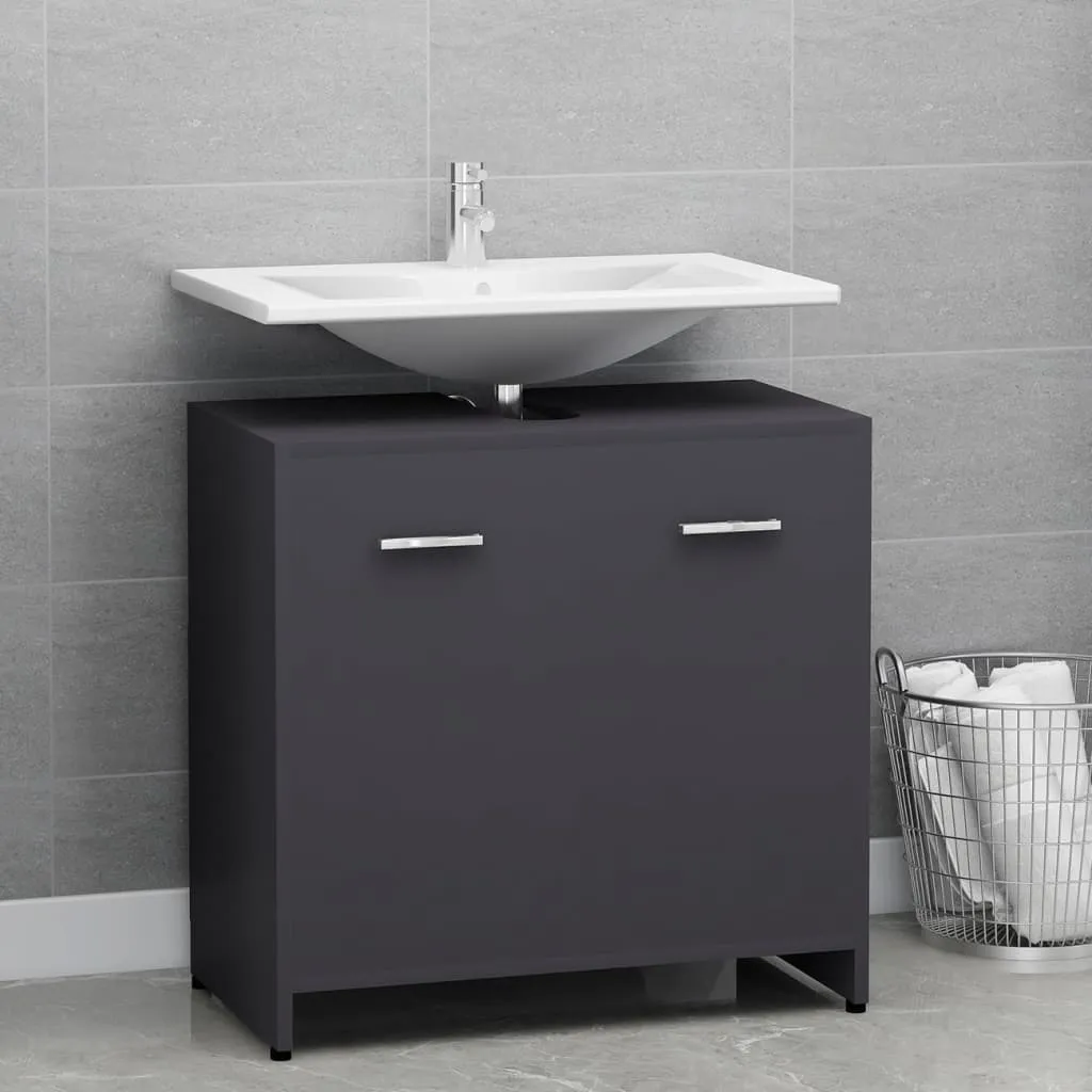 vidaXL Mobile da Bagno Grigio 60x33x61 cm in Legno Multistrato