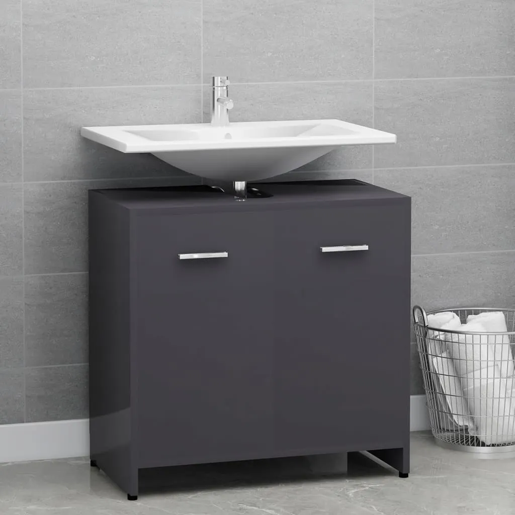 vidaXL Mobile da Bagno Grigio Lucido 60x33x61 cm in Legno Multistrato