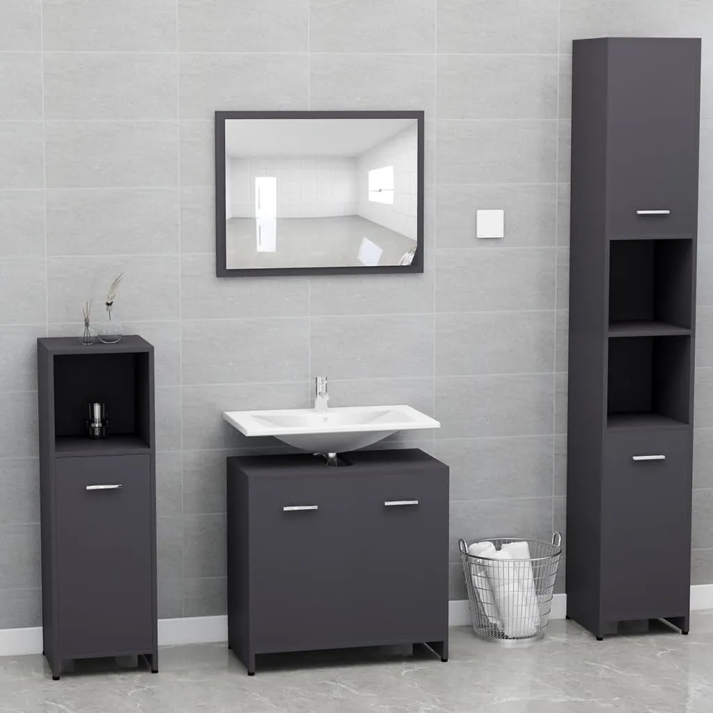 vidaXL Set di Mobili da Bagno Grigio in Legno Multistrato