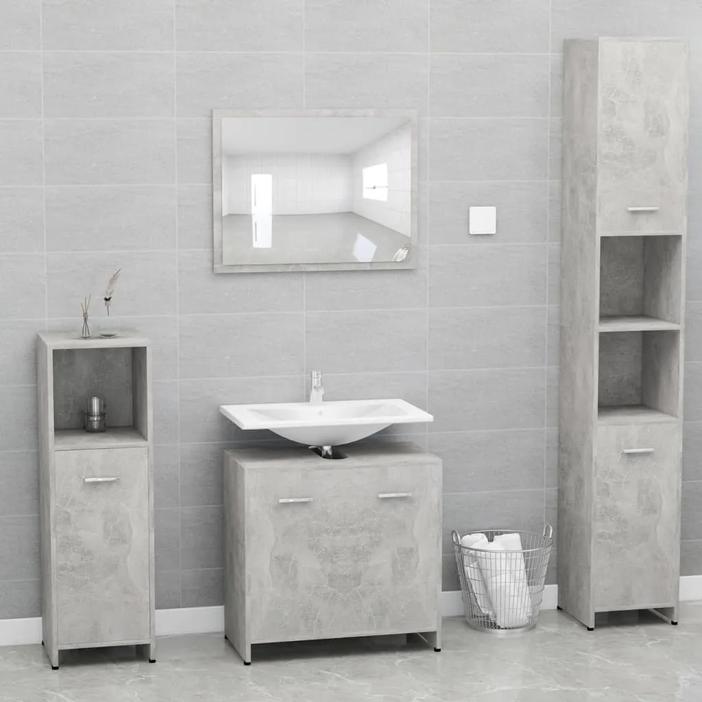 vidaXL Set Mobili da Bagno Grigio Cemento in Legno Multistrato