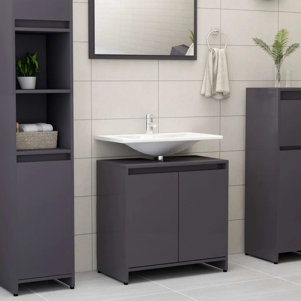 vidaXL Mobile da Bagno Grigio Lucido 60x33x61 cm in Legno Multistrato