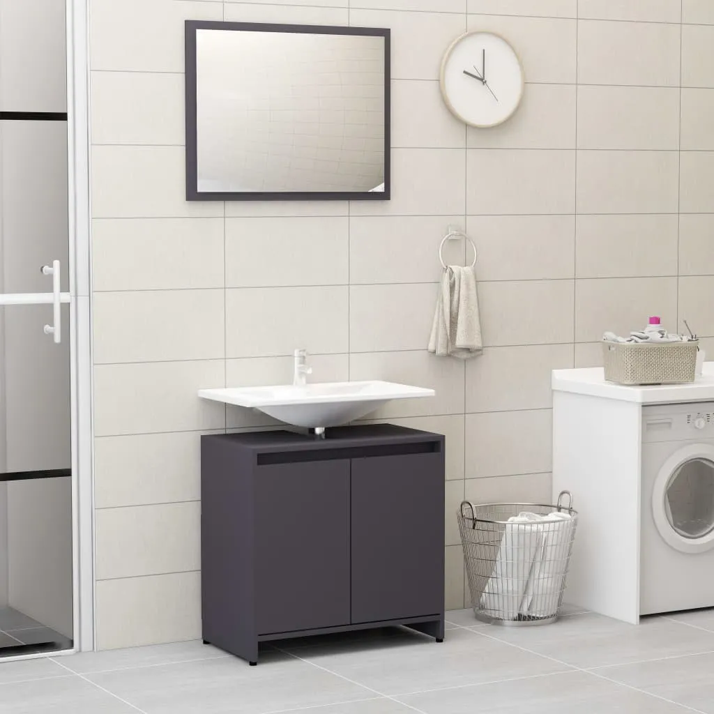 vidaXL Set di Mobili da Bagno Grigio in Legno Multistrato