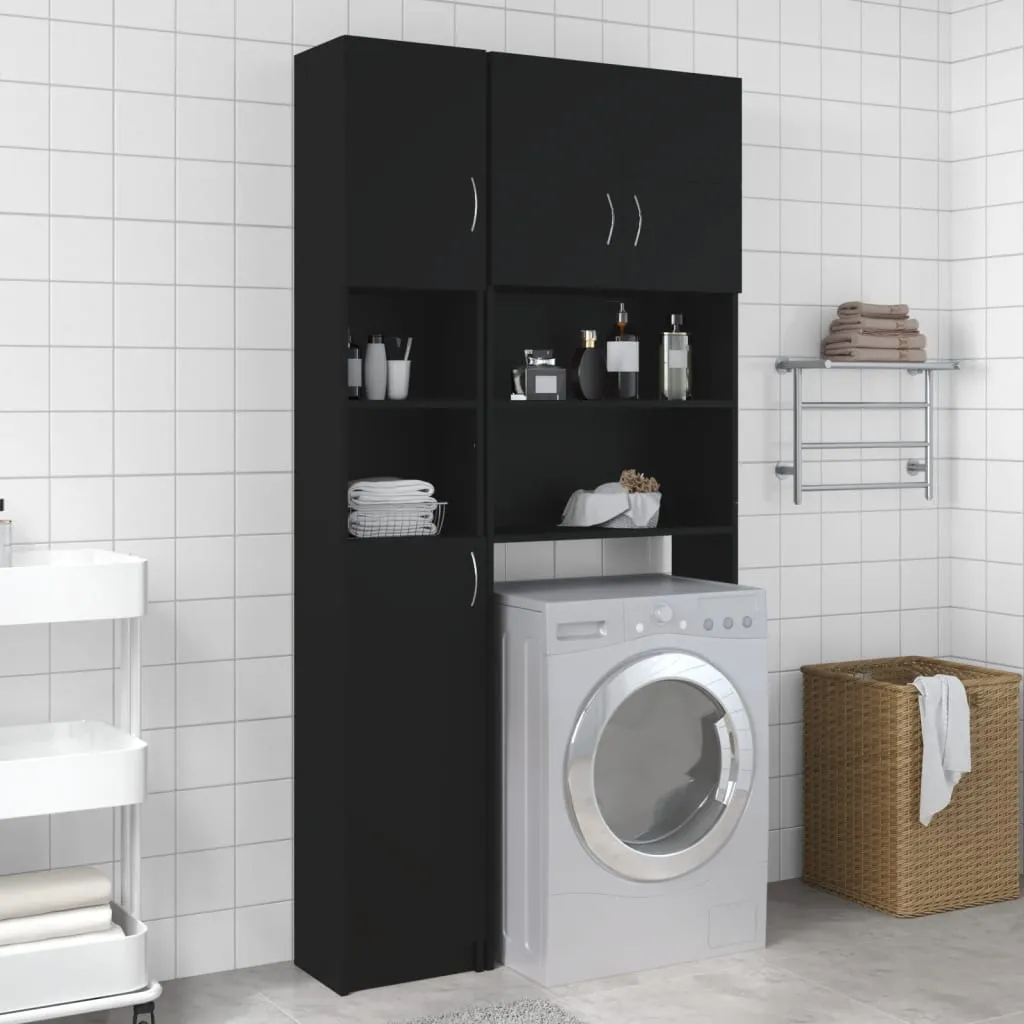 vidaXL Mobile da Bagno Nero 32x25,5x190 cm in Legno Multistrato