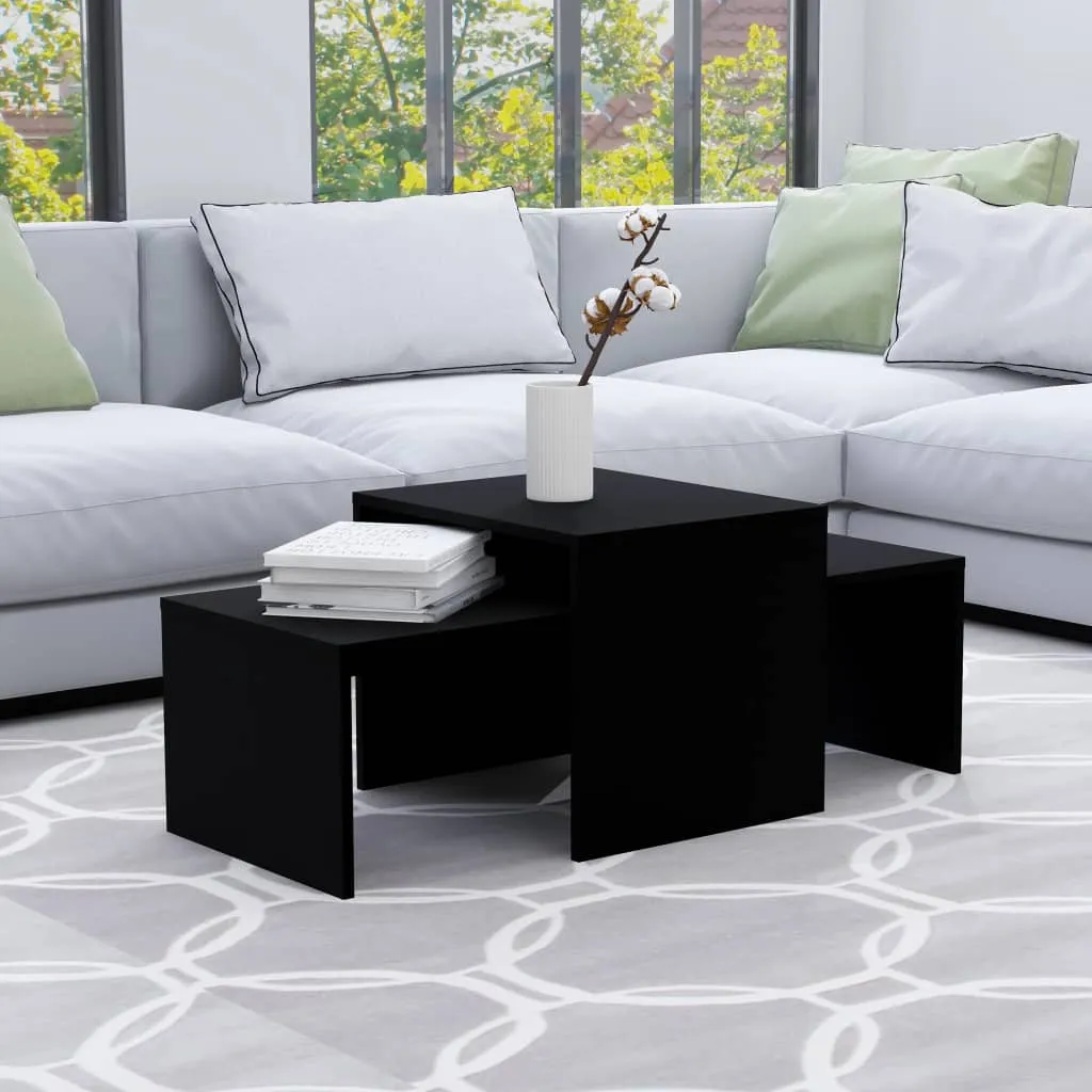 vidaXL Set Tavolini da Salotto Nero 100x48x40 cm in Legno Multistrato