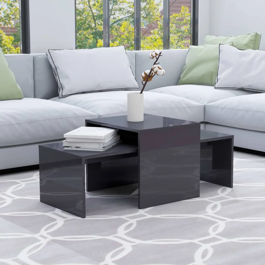 vidaXL Set Tavolini da Salotto Grigio Lucido 100x48x40 cm Multistrato