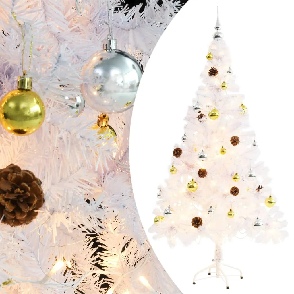 vidaXL Albero di Natale Preilluminato con Palline Bianco 150 cm