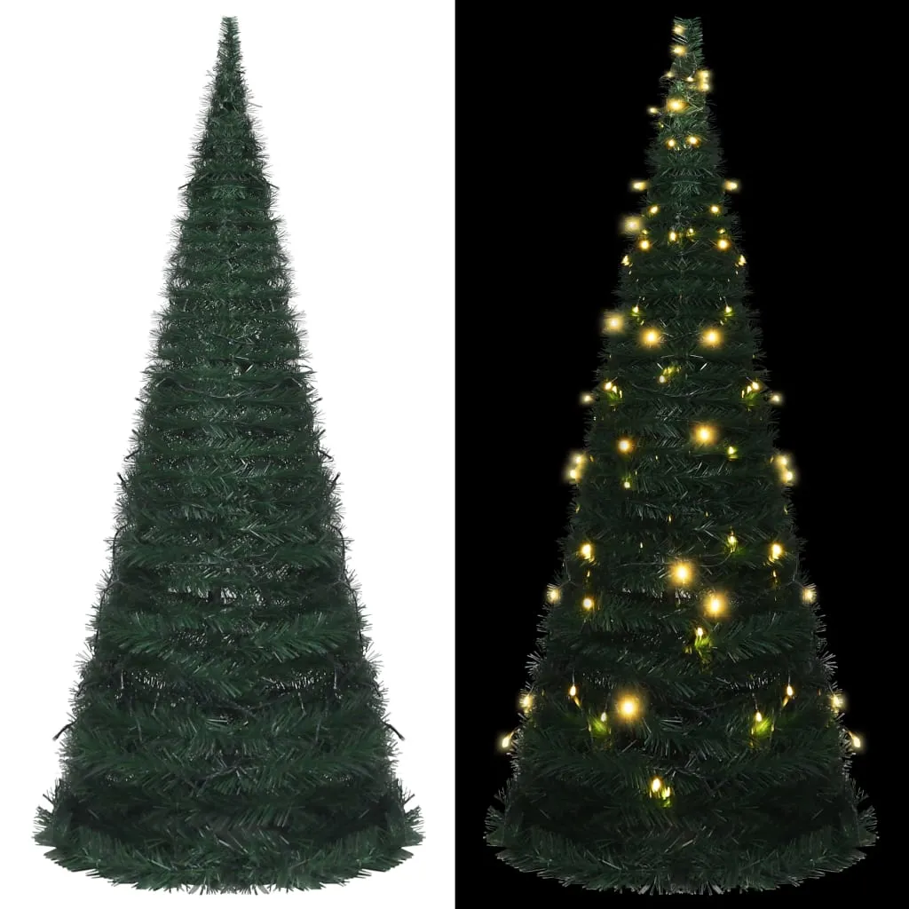 vidaXL Albero di Natale Artificiale Apribile Preilluminato Verde 210cm