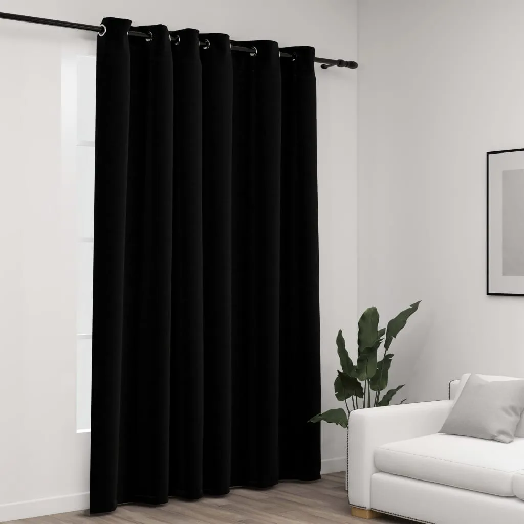 vidaXL Tenda Oscurante Effetto Lino con Occhielli 290x245 cm Nera