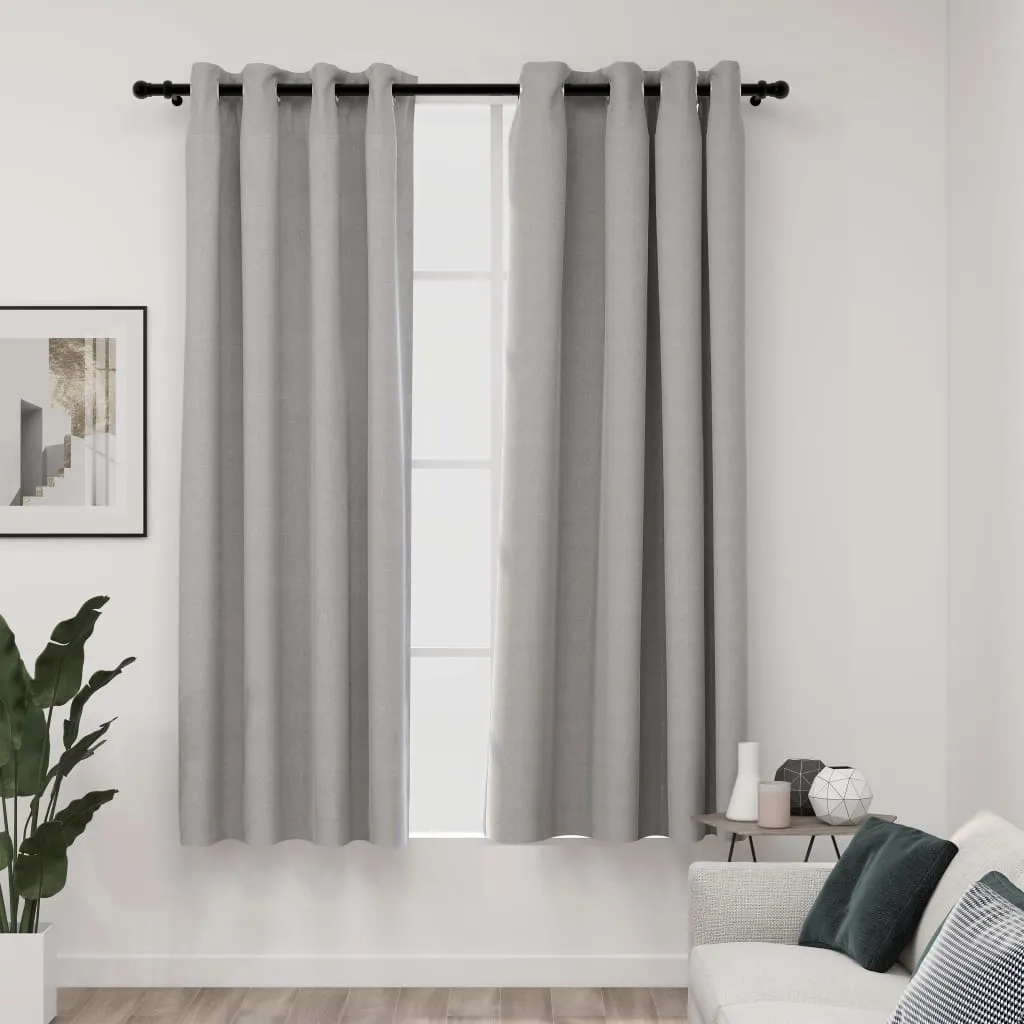 vidaXL Tende Oscuranti Effetto Lino con Occhielli 2pz 140x175cm Grigio