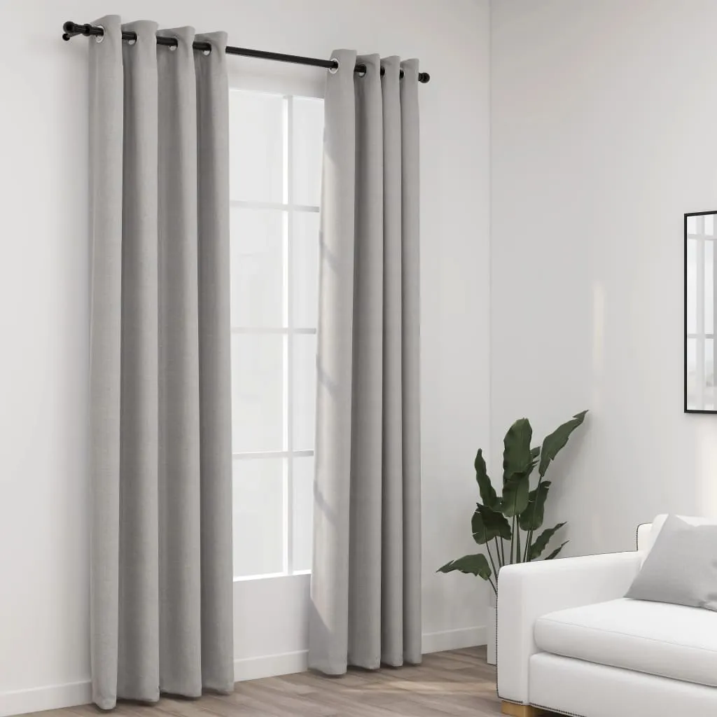 vidaXL Tende Oscuranti Effetto Lino con Occhielli 2pz 140x245cm Grigio