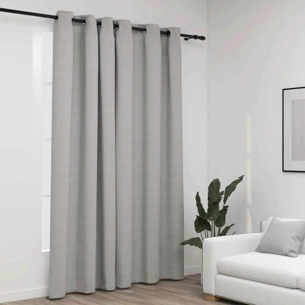 vidaXL Tenda Oscurante Effetto Lino con Occhielli Grigio 290x245 cm