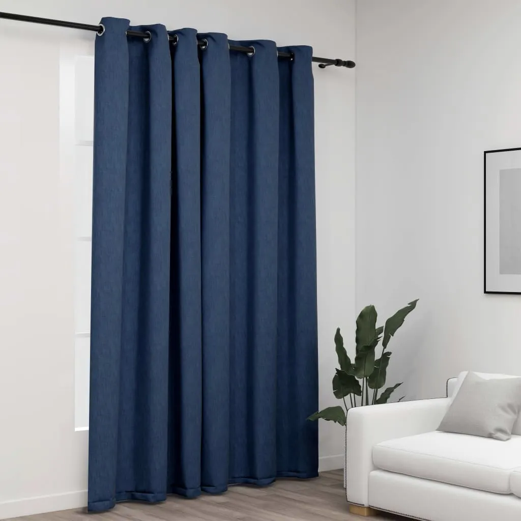 vidaXL Tenda Oscurante Effetto Lino con Occhielli Blue 290x245cm