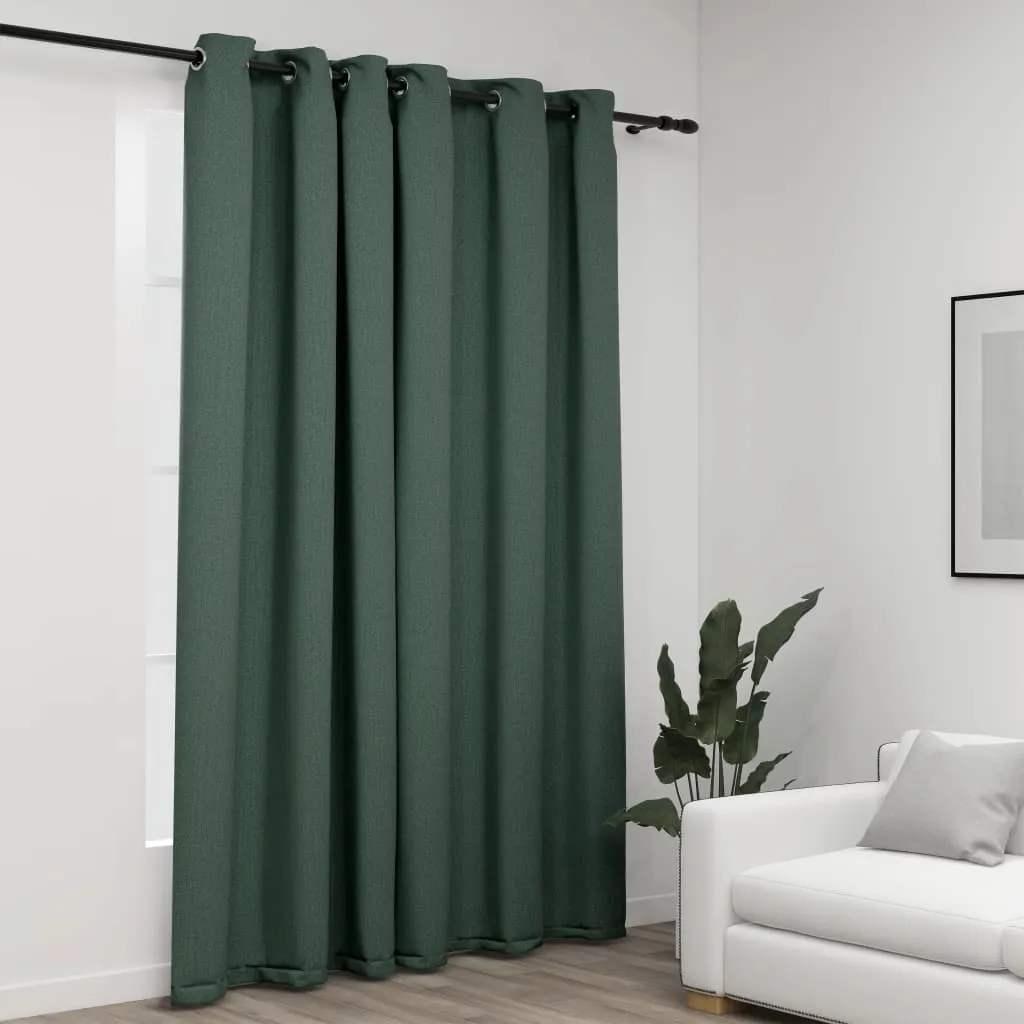 vidaXL Tenda Oscurante Effetto Lino con Occhielli Verde 290x245 cm