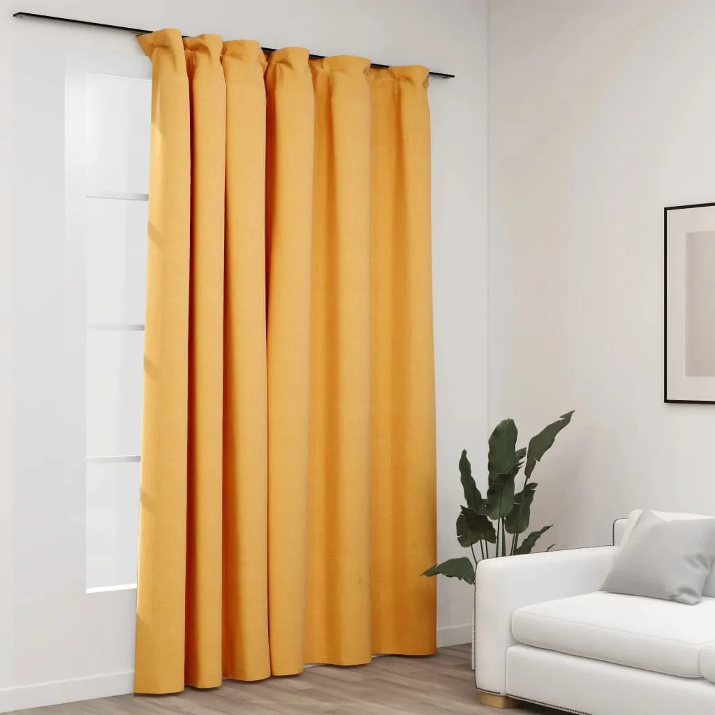 vidaXL Tenda Oscurante Effetto Lino con Ganci Gialle 290x245 cm