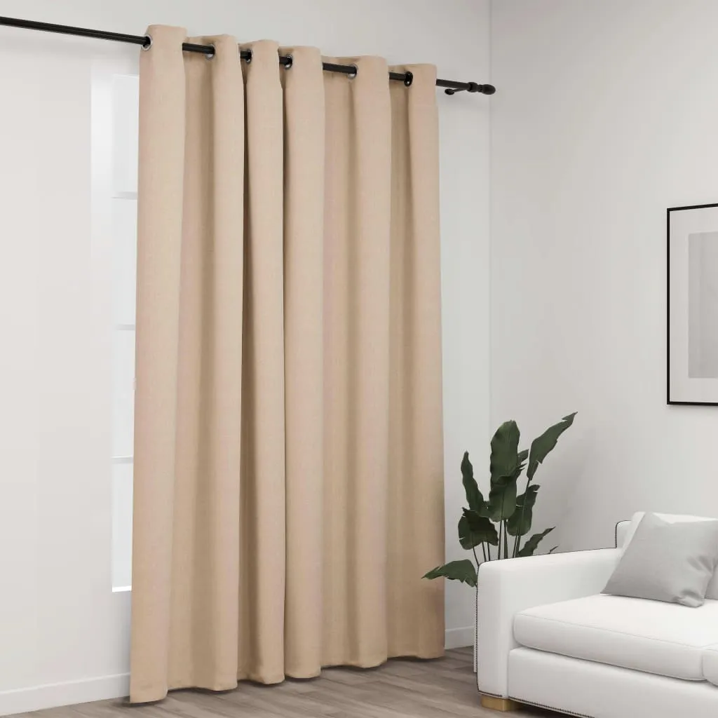 vidaXL Tenda Oscurante Effetto Lino con Occhielli Beige 290x245cm