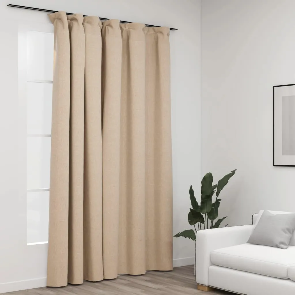 vidaXL Tenda Oscurante Effetto Lino con Ganci Beige 290x245 cm