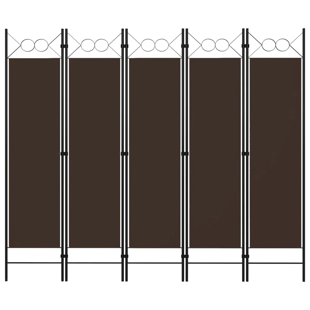 vidaXL Paravento a 5 Pannelli Marrone 200x180 cm