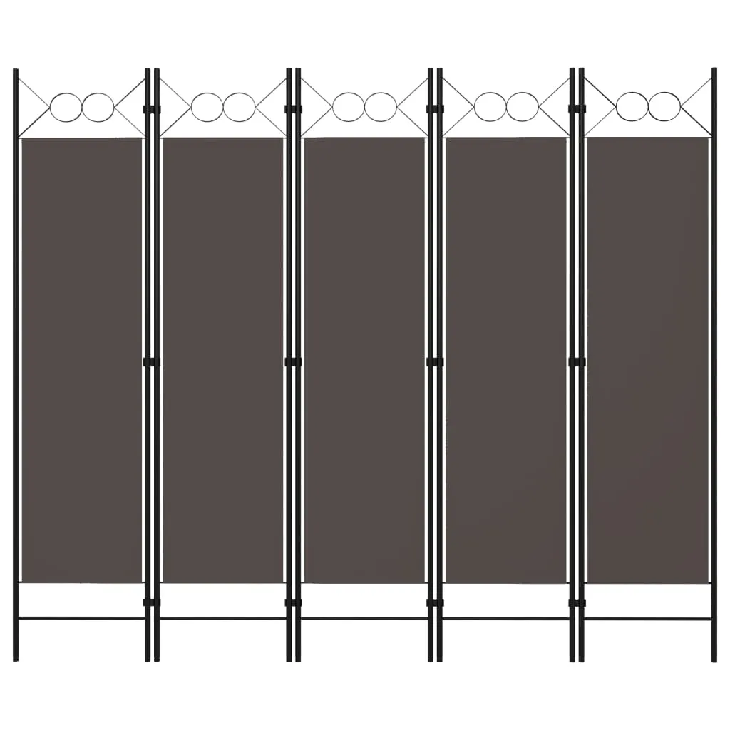 vidaXL Paravento a 5 Pannelli Antracite 200x180 cm