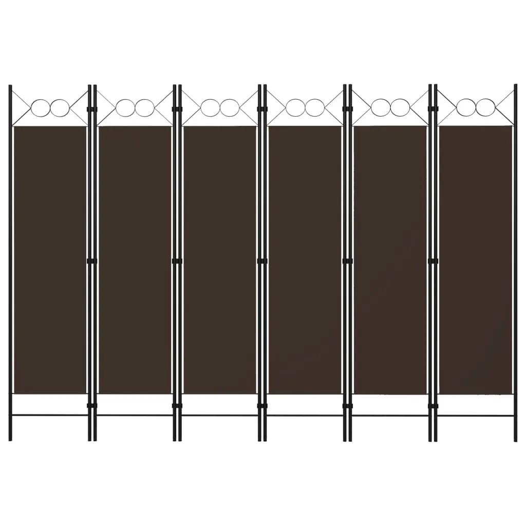 vidaXL Paravento a 6 Pannelli Marrone 240x180 cm