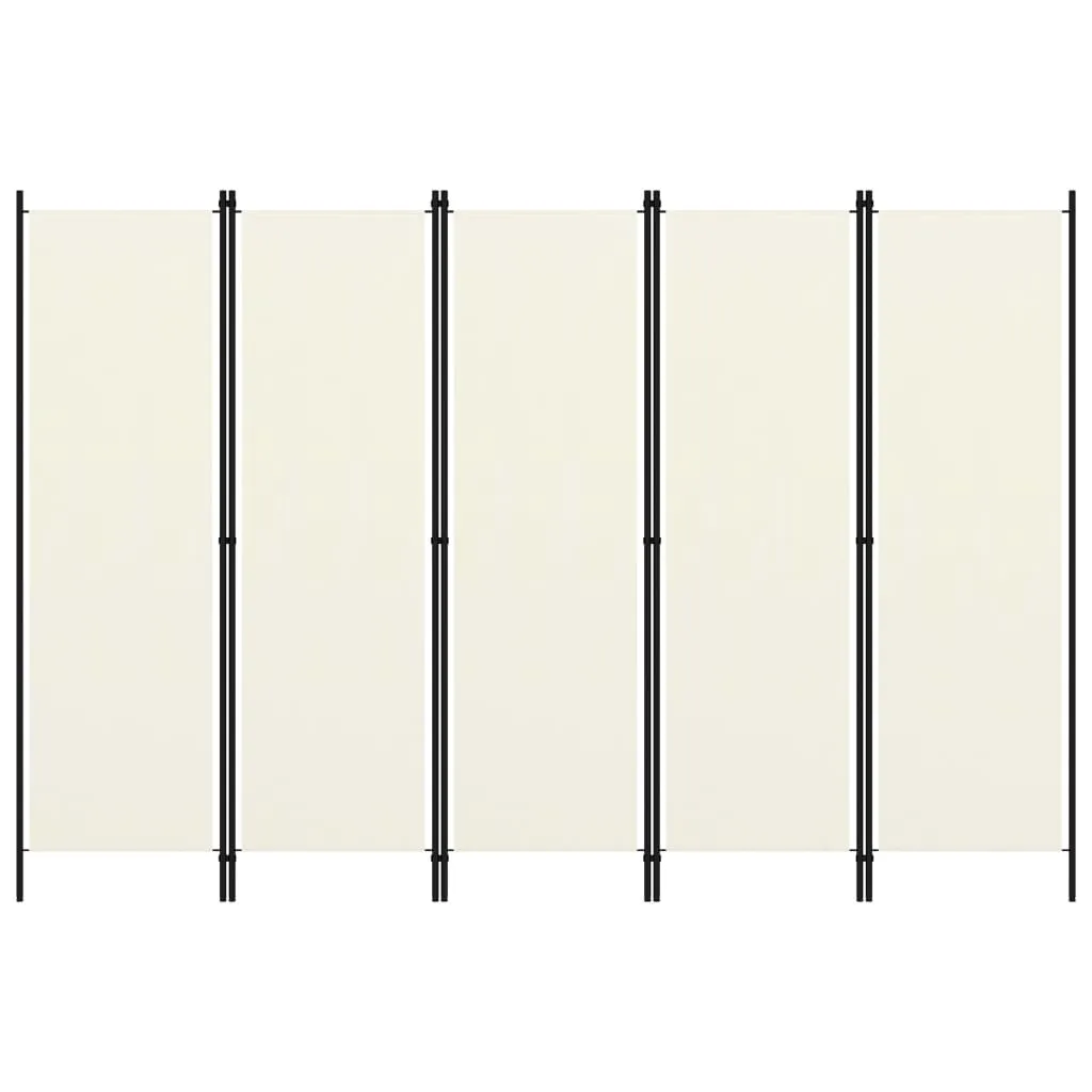 vidaXL Paravento a 5 Pannelli Bianco Crema 250x180 cm