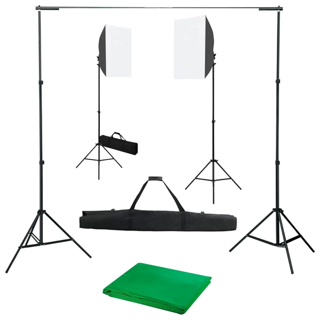 vidaXL Kit per Studio Fotografico con Luci Softbox e Fondale