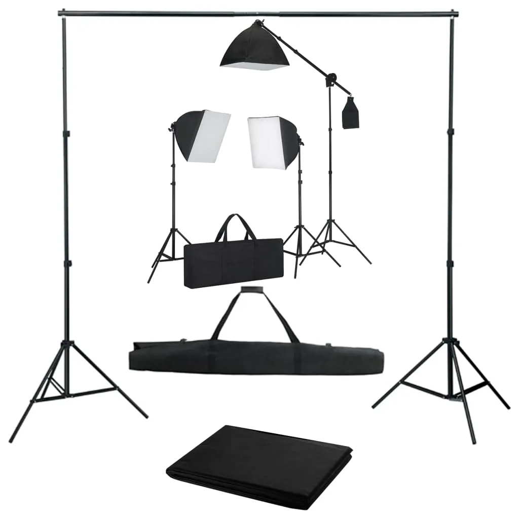 vidaXL Kit Studio Fotografico con Luci Softbox e Fondale