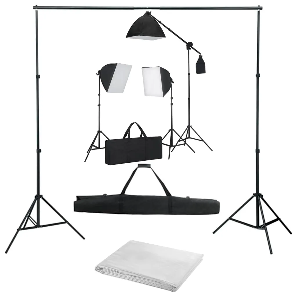 vidaXL Kit Studio Fotografico con Luci Softbox e Fondale