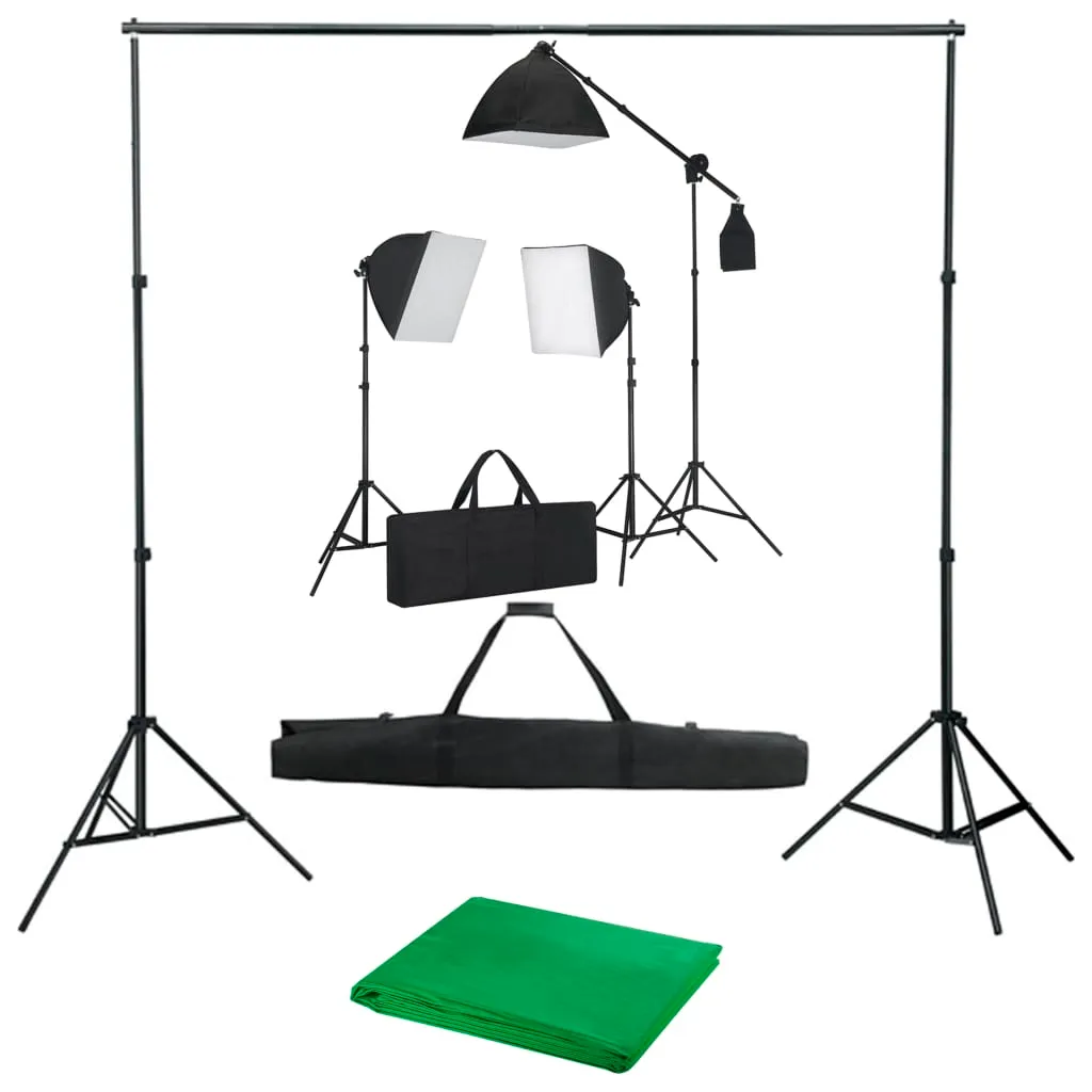 vidaXL Kit Studio Fotografico con Luci Softbox e Fondale