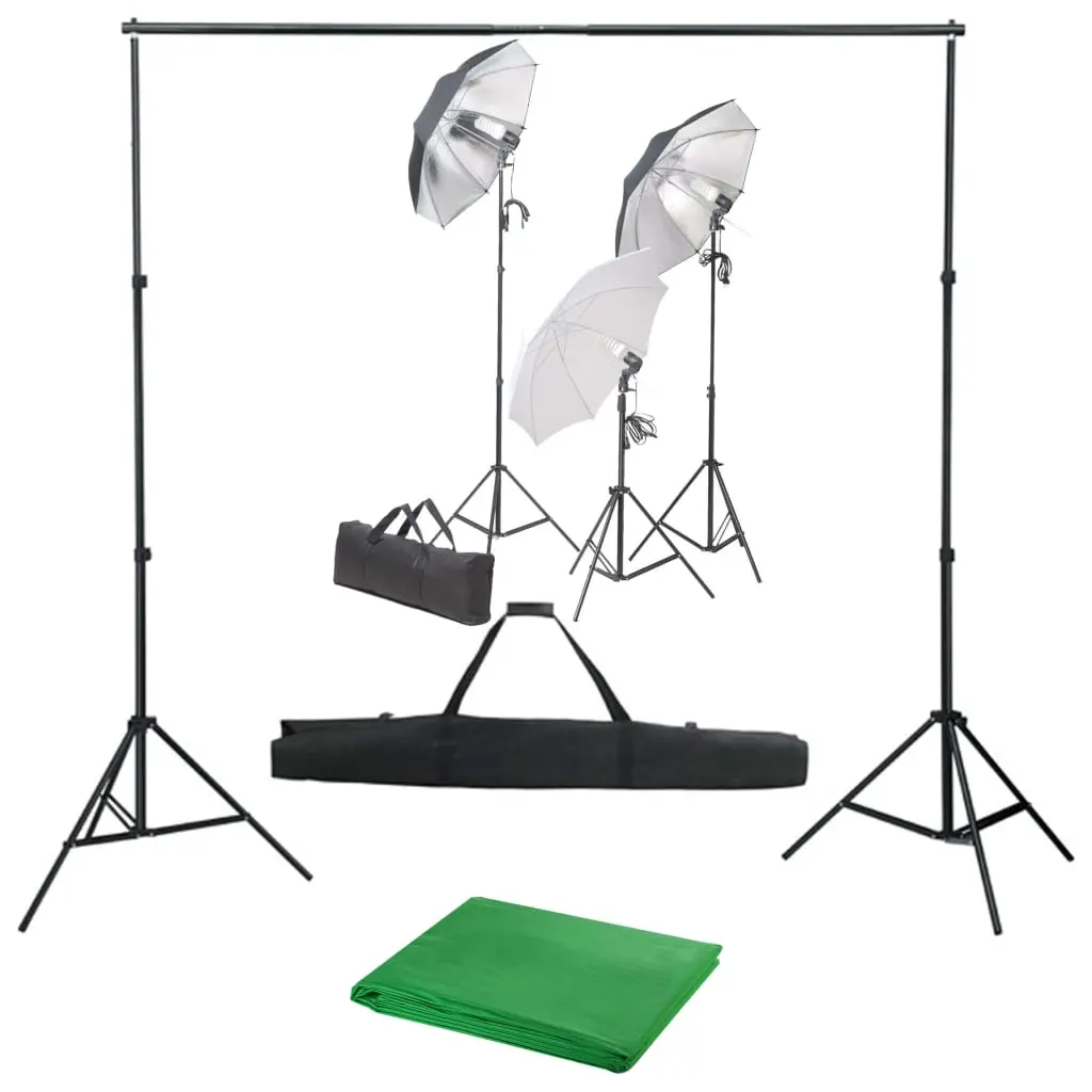 Kit per Studio Fotografico con Set di Luci e Fondale