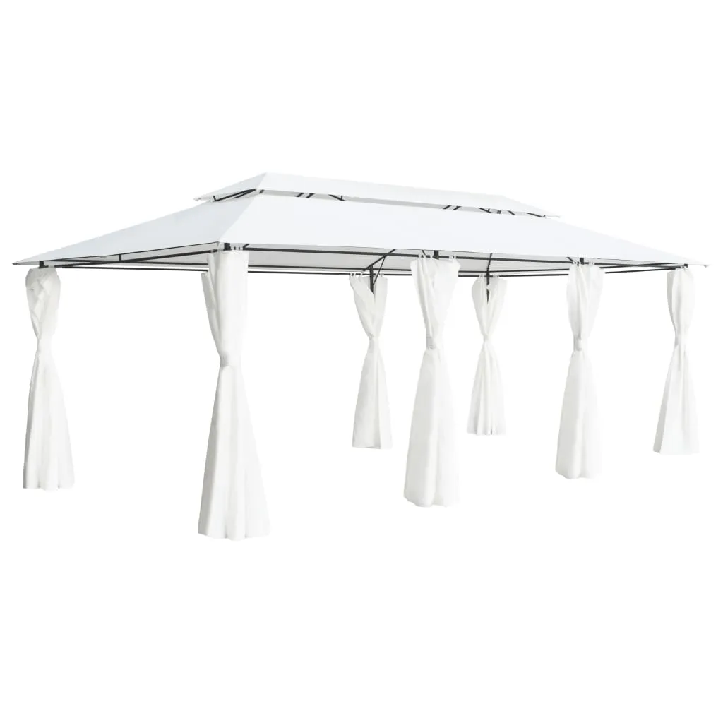 vidaXL Gazebo con Tende 600x298x270 cm Bianco 180g/m²