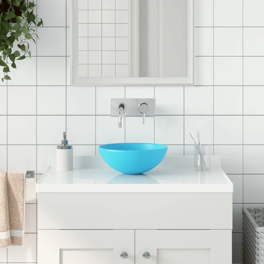 vidaXL Lavandino da Bagno in Ceramica Verde Chiaro Rotondo