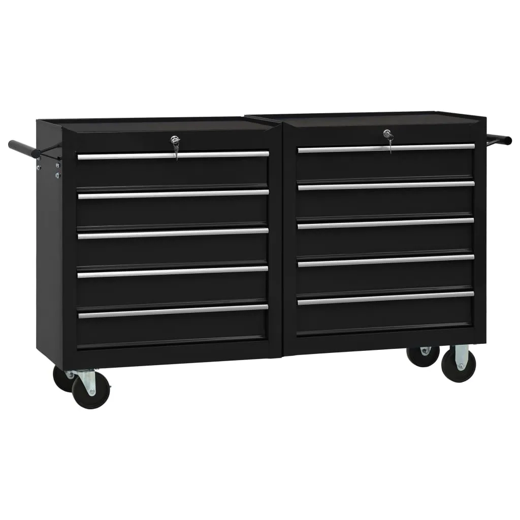 vidaXL Carrello Porta Attrezzi con 5 Cassetti Nero 69x33x77 cm Acciaio 