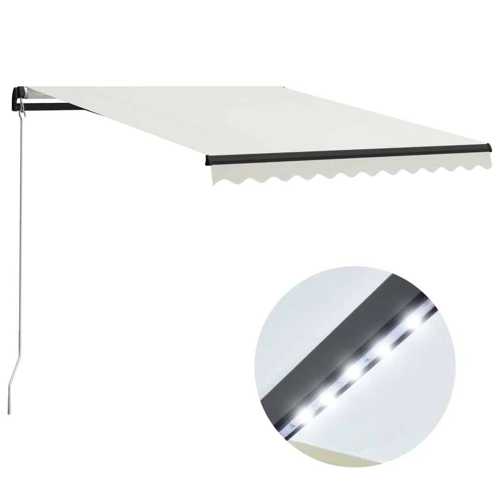 vidaXL Tenda da Sole Retrattile Manuale con LED 300x250 cm Antracite