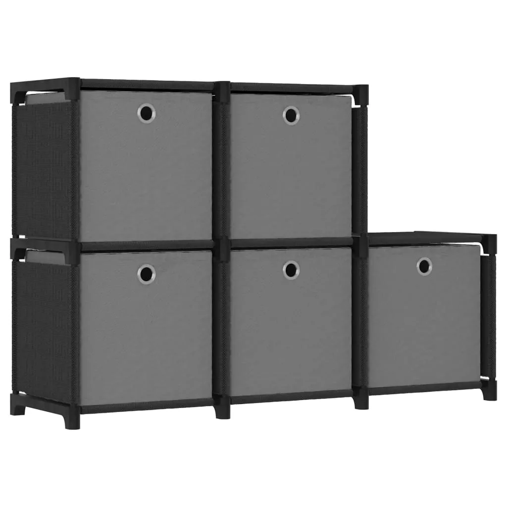 vidaXL Mobile con 5 Scatole a Cubo Nero 103x30x72,5 cm in Tessuto