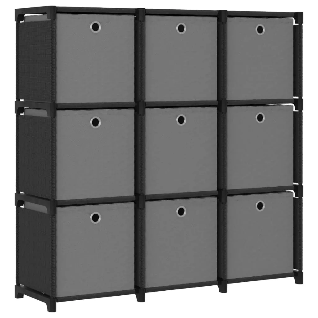 vidaXL Mobile con 9 Scatole a Cubo Nero 103x30x107,5 cm in Tessuto