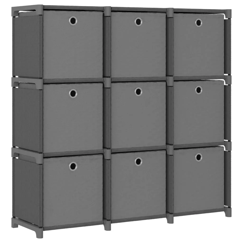 vidaXL Mobile con 9 Scatole a Cubo Grigio 103x30x107,5 cm in Tessuto