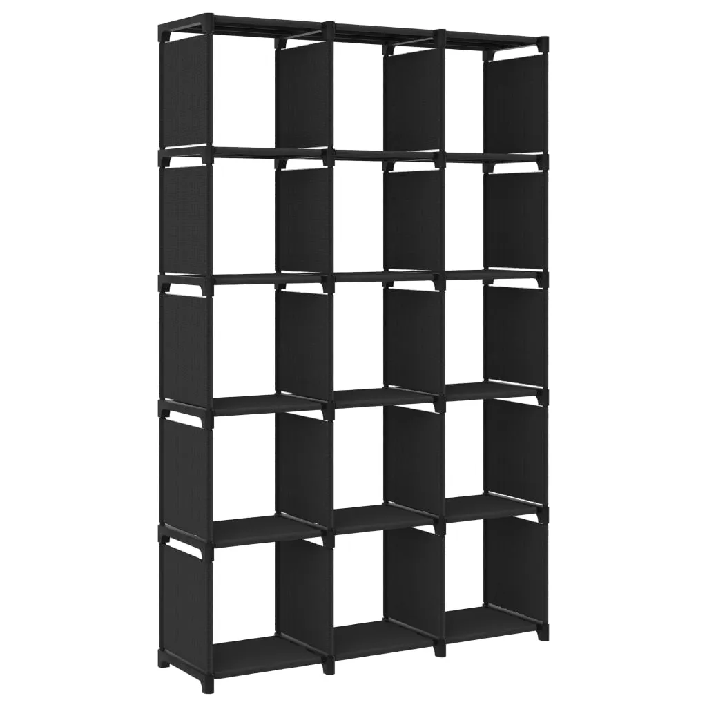 vidaXL Mobile per 15 Scatole a Cubo Nero 103x30x175,5 cm in Tessuto