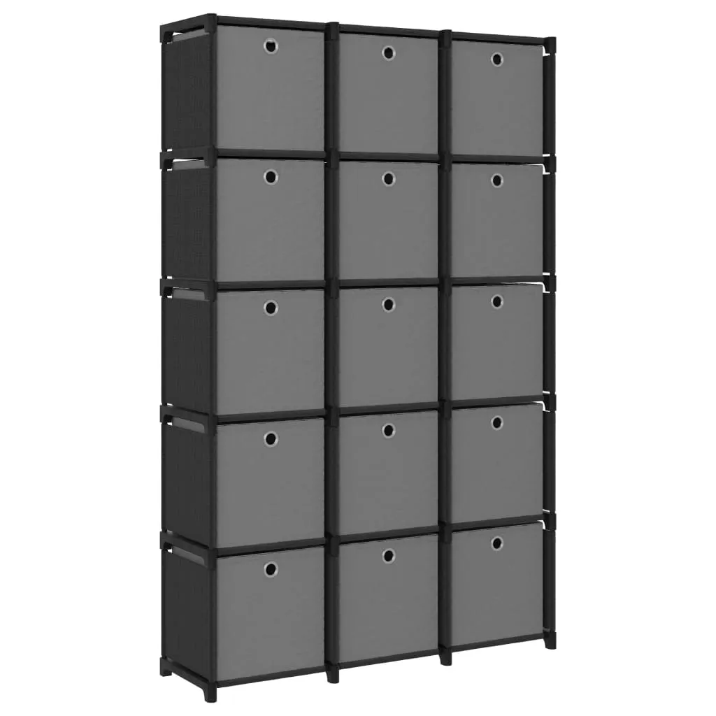 vidaXL Mobile con 15 Scatole a Cubo Nero 103x30x175,5 cm in Tessuto