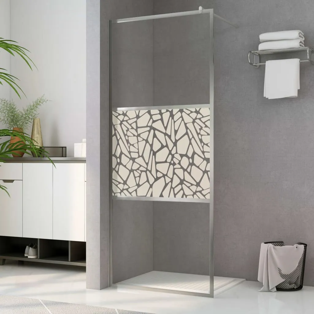 vidaXL Parete per Doccia Walk-in in Vetro ESG Design Pietra 80x195 cm