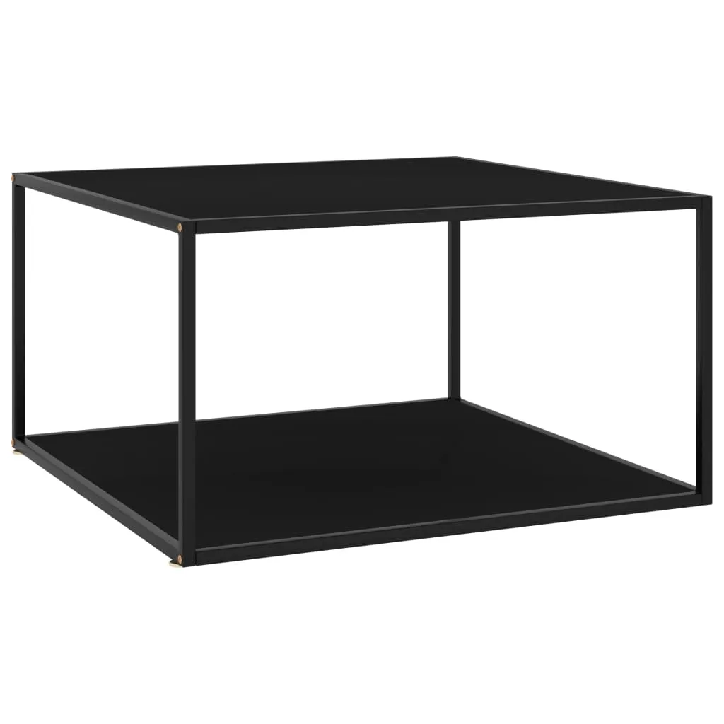 vidaXL Tavolino da Salotto Nero con Vetro Nero 90x90x50 cm