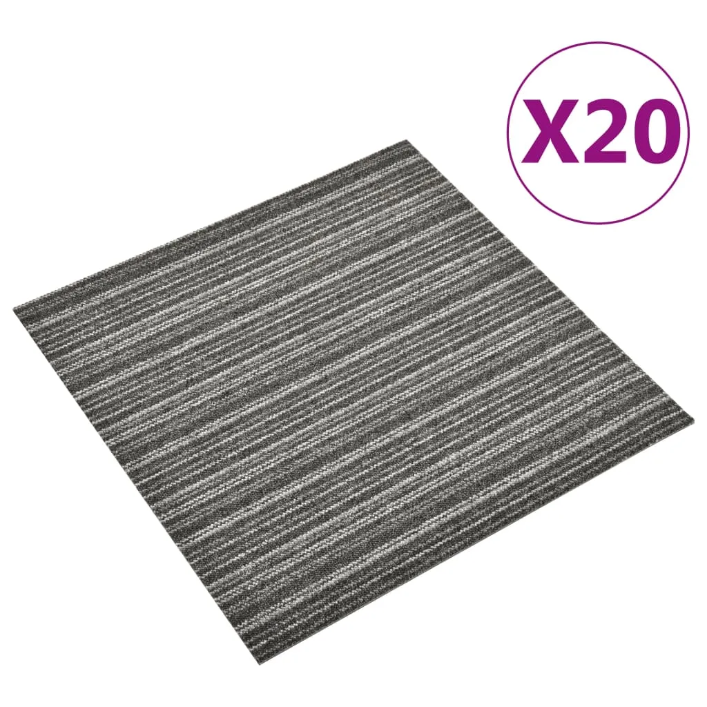 vidaXL Quadrotte di Moquette 20 pz 5 m² 50x50 cm Antracite a Strisce