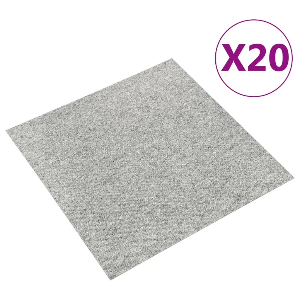 vidaXL Quadrotte di Moquette 20 pz 5 m² 50x50 cm Grigio Chiaro