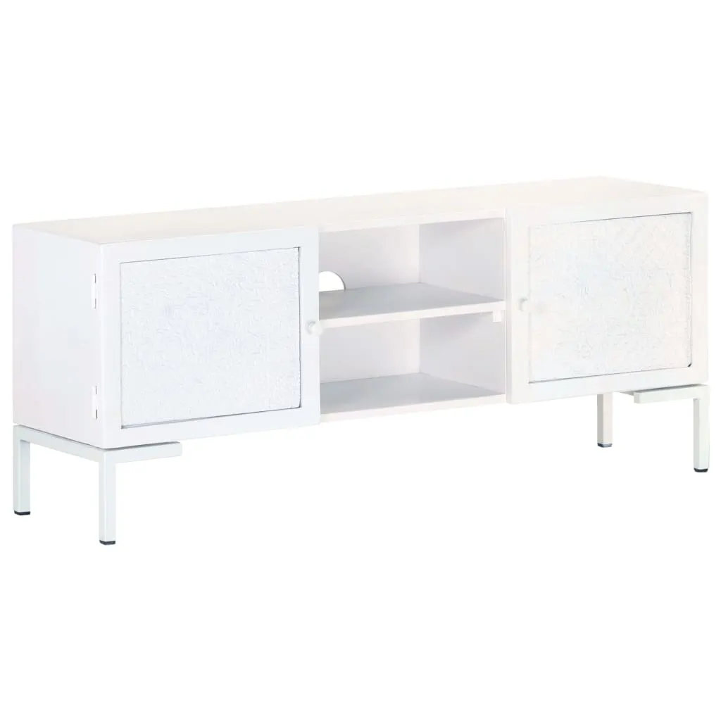 vidaXL Mobile Porta TV Bianco 115x30x46cm in Legno Massello di Mango