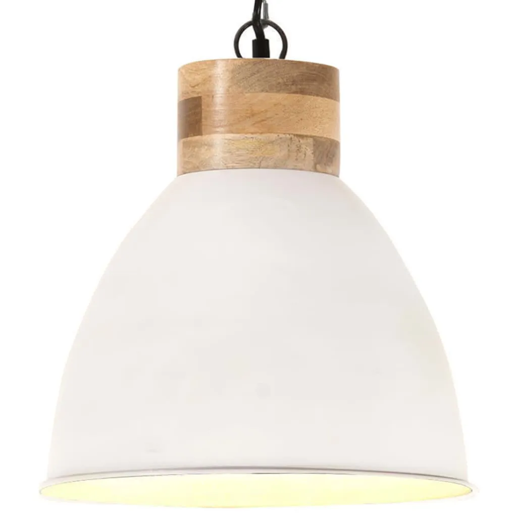 vidaXL Lampadario Industriale Bianco Ferro e Legno Massello 46 cm E27