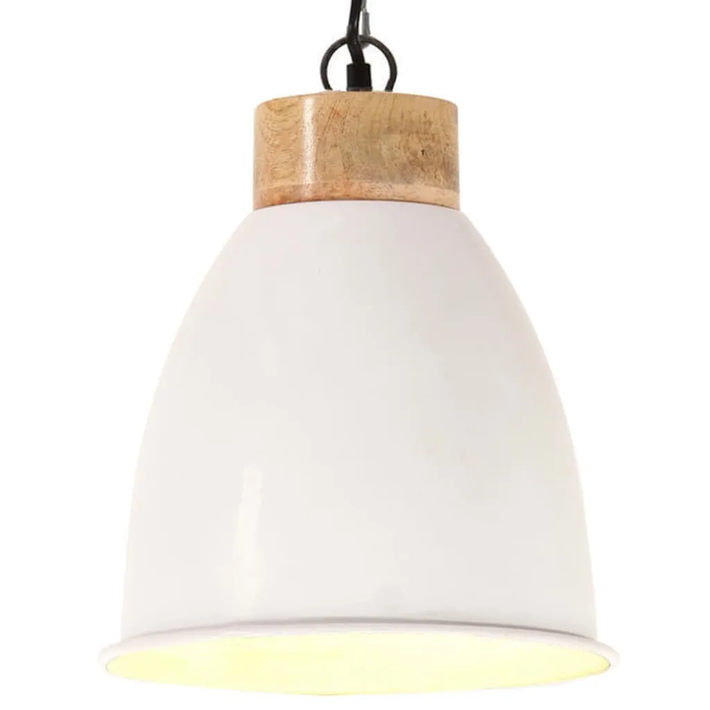 vidaXL Lampadario Industriale Bianco Ferro e Legno Massello 23 cm E27