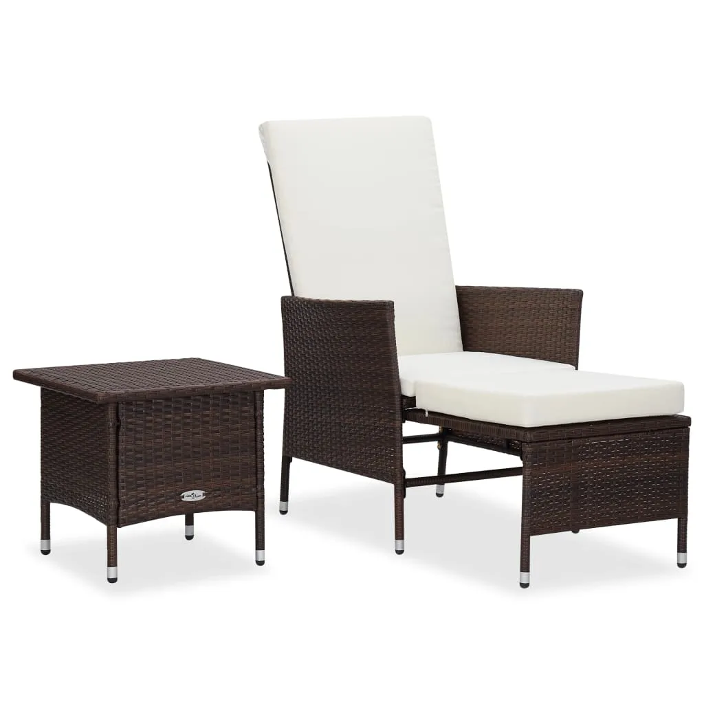 vidaXL Set Divani da Giardino 2 pz con Cuscini in Polyrattan Marrone